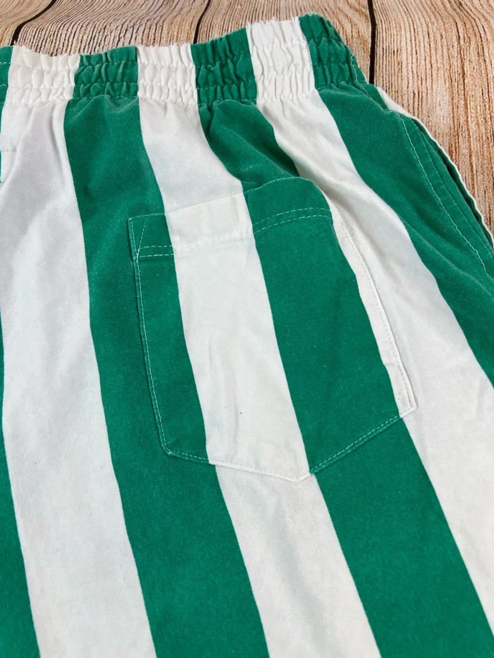 Vintage 1993 B.U.M equipment Cotton Striped Shorts Green White Size Medium